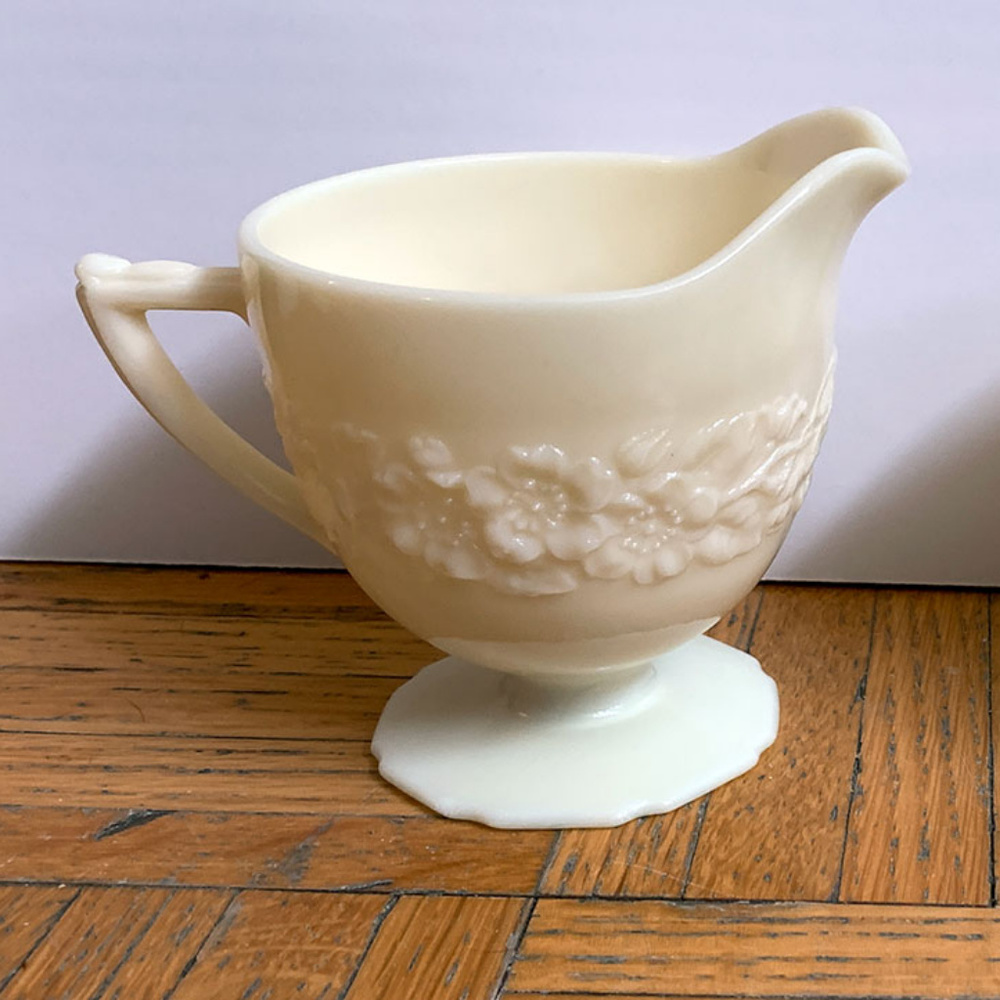 Federal Glass Pressed Ivory Creamer & Sugar Bowl